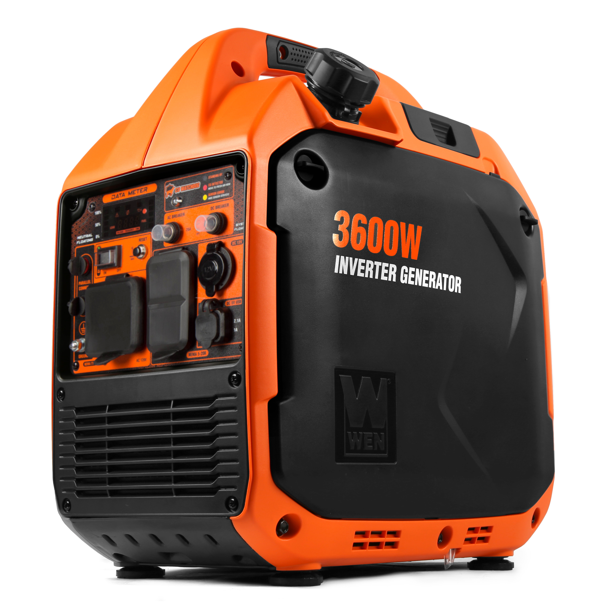 WEN Inverter Generator - 3600W Surge, 2900W Rated, 120V, CO Shutdown Sensor, Fuel Shutoff, Model# 56360iX